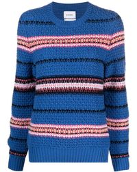 Barrie - Striped Crochet-knit Cashmere Jumper - Lyst