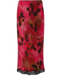Victoria Beckham - Lace Trim Slip ミディスカート - Lyst