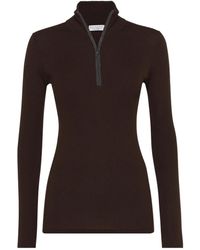 Brunello Cucinelli - Ribbed Zip-Neck Sweater - Lyst