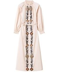 La DoubleJ - Embroidered Ruffle-Trimmed Dress - Lyst