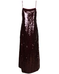 Alberta Ferretti - Sequin-Embellished Spaghetti-Strap Dress - Lyst