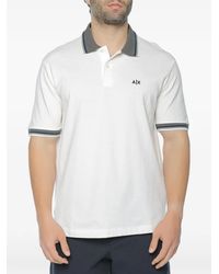ARMANI EXCHANGE - Logo-Embroidered Striped-Trim Polo Shirt - Lyst