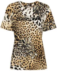 Roberto Cavalli - Leopard-print Cotton T-shirt - Lyst
