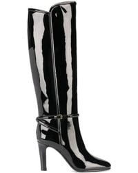 Saint Laurent - Patent Square-Toe Boots - Lyst