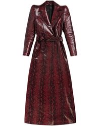 Balenciaga - Snake-effect Leather Trench Coat - Lyst