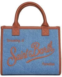 MC2 Saint Barth - Logo-Embroidered Leather-Trim Shoulder Bag - Lyst