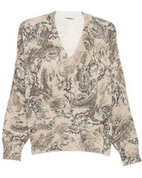 Liu Jo - Paisley-Print V-Neck Sweater - Lyst