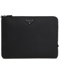 Prada - Logo-Plaque Zip-Top Wallet - Lyst