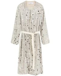 DE SANTIS - Sequin-Embellished Belted Coat - Lyst