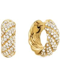 David Yurman - 18Kt Sculpted Cable Gelbgoldohrringe Mit Diamanten - Lyst