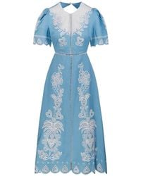 FARM Rio Cutout Midi Dress in Blue | Lyst UK