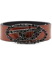 DIESEL - B-1Dr W-Crown Crystal-Embellished Buckle Belt - Lyst