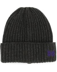 Needles - Butterfly-Embroidered Wool Beanie Hat - Lyst