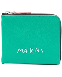 Marni - Embroidered-logo Leather Wallet - Lyst