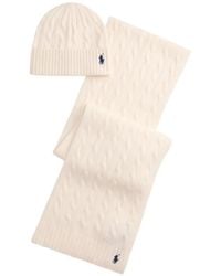 Polo Ralph Lauren - Cable-Knit Beanie Hat And Scarf Set Of Two - Lyst