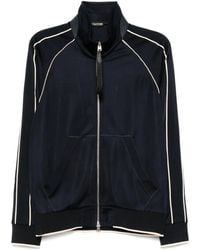 Tom Ford - Schmal geschnittene Trainingsjacke aus technischem Jersey mit Lederbesatz - Lyst