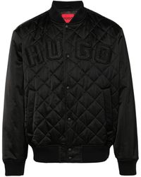 HUGO - Logo-patches Quilted Bomber Jacket - Lyst