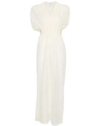 120% Lino - Braided-Tie Gathered-Waist Maxi Dress - Lyst