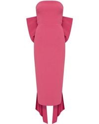 Rebecca Vallance - Anais Strapless Midi-Jurk Met Oversized Strik - Lyst
