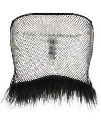 Patrizia Pepe - フェザートリム ラインストーン メッシュトップ - Lyst
