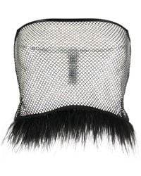 Patrizia Pepe - Feather-Trim Rhinestone Mesh Top - Lyst