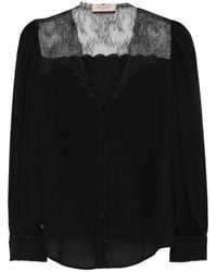 Twinset - Blouse Bordée De Dentelle À Boutonnière - Lyst