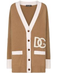 Dolce & Gabbana - Cardigan en laine vierge à patch logo - Lyst