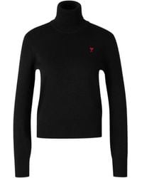 Ami Paris - Maglione A Collo Alto Con Ricamo - Lyst