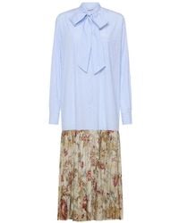 Pierre Louis Mascia - Cezhi Stripped Floral-Print Pleated Midi Shirt Dress - Lyst