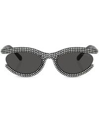 Swarovski - Pavé Crystal-embellished Oval-frame Sunglasses - Lyst