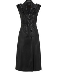 BOSS - Faux-Leather Double-Breasted Midi Dress - Lyst