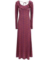 Kristina Ti - Robe Longue Fleurie À Col Volanté - Lyst
