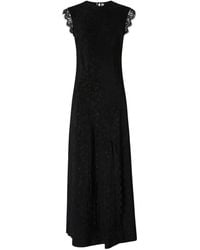 Pinko - Long Dress With Slit And Lace Inserts - Lyst