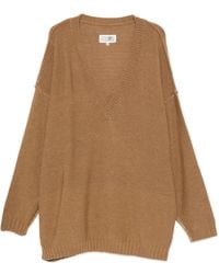 MM6 by Maison Margiela - V-Neck Oversized Sweater - Lyst