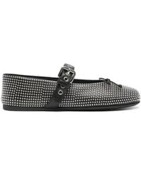 Miu Miu - Embellished Leather Ballet Flats - Lyst