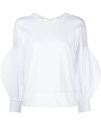 Victoria, Victoria Beckham Tie-fastening Balloon-sleeves Sweatshirt - White