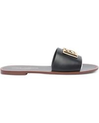Dolce & Gabbana - Flache Pantolette Aus Kalbsleder - Lyst