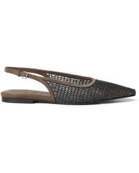 Brunello Cucinelli - Precious Net Embroidery Slingback Flat Pumps - Lyst