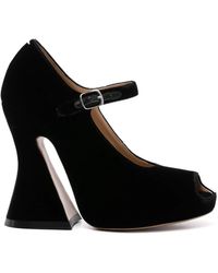 Maison Margiela - 125Mm Velvet Peep-Toe Sandals - Lyst