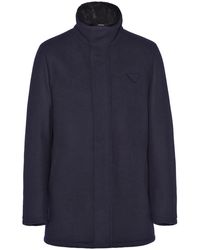 Prada - Triangle-Logo Shearling Jacket - Lyst