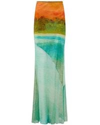 Donde Esteban - Formentera Landscape-Print Maxi Skirt - Lyst