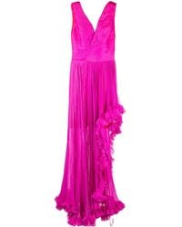 IRIS SERBAN - Gerüschtes Kleid Mit V-Ausschnitt - Lyst