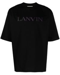 Lanvin - Logo-appliqué Cotton T-shirt - Lyst