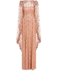 Jenny Packham - Blaize Embellished Cape Maxi Dress - Lyst