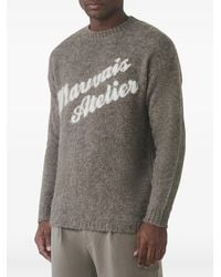 Mauvais - Logo-Intarsia Brushed-Knit Sweater - Lyst