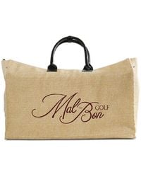 Malbon Golf - Large Logo-Embroidered Straw Tote Bag - Lyst