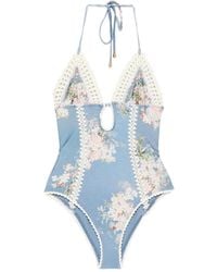 Zimmermann - Cascadian Keyhole Crochet Lycra One-Piece-Donna - Lyst