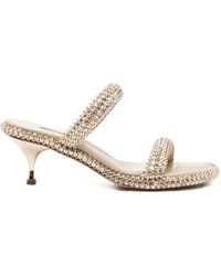 Casadei - Sirio Crystal-Embellished Kitten-Heel Sandals - Lyst