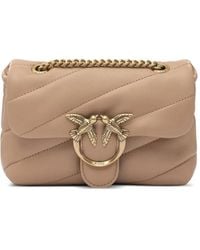 Pinko - Gesteppte Mini-Tasche mit Logo-Kette - Lyst