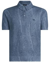 Etro - Knit Polo-Shirt With Paisley Print - Lyst